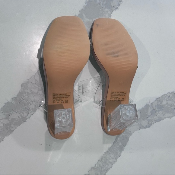 Dream Pairs Tan Clear Block Heels 8.5 - Picture 4 of 6